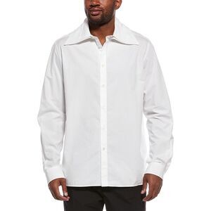 Valentino Mens  Solid Button Shirt, White